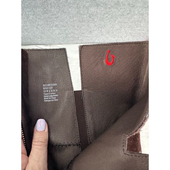 Olukai Women's sz 6 Holo Lio Chocolate Brown Suede Full Zip Riding Boot Harness - Picture 8 of 10